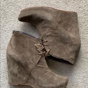 Loft suede wedge platform ankle boots